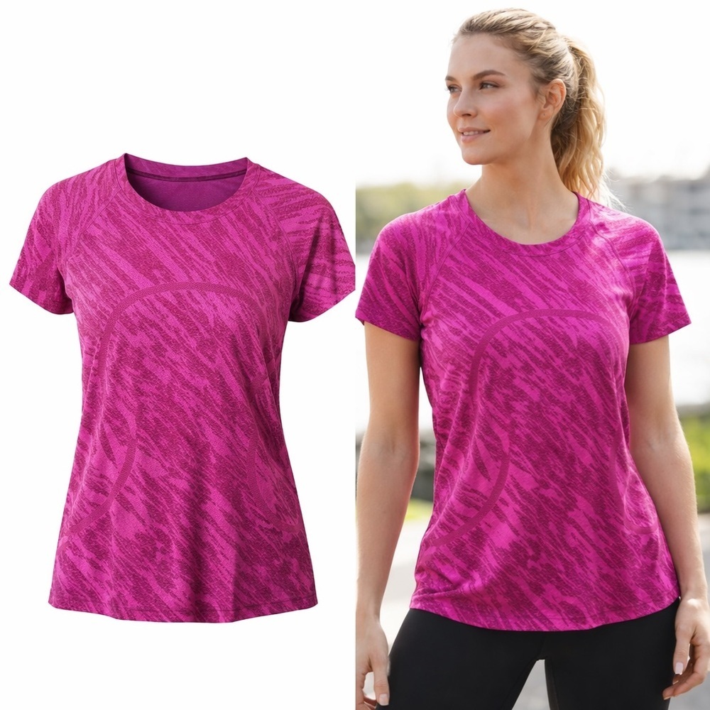Lululemon | Pink Jacquard Short Sleeve Athletic Top | Size 14